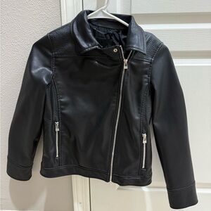 Girls Black Faux Leather Jacket